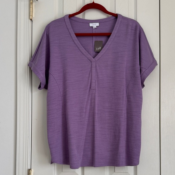 J. Jill Tops - J.Jill Pure Jill Cotton V-Neck Short Sleeve Violet - XL NWT